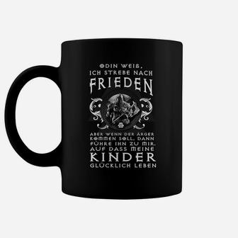 Wikinger Tassen mit Odin Spruch, Frieden Suchend, Kampfbereit - Seseable