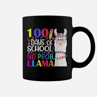 100 Days Of School No Probllama Llama Teacher And Student Coffee Mug - Seseable
