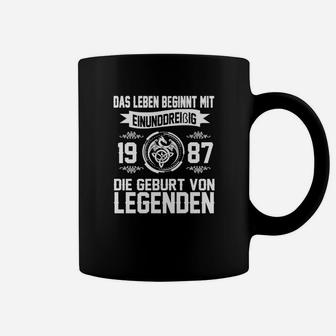 1987 Geburtsjahr Legenden Tassen, Schwarz | Motto für Geburtstag - Seseable