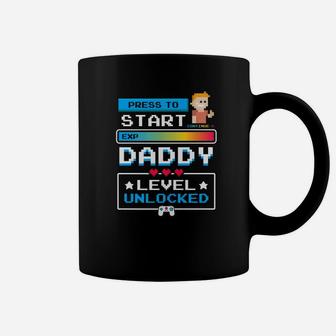 1st Time Dad Gamer Shirt First Time Daddy Level Unlocked Coffee Mug - Seseable