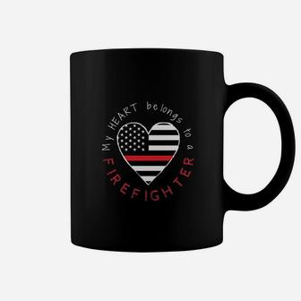 Firefighter Wife Girlfriend Thin Red Line Heart Flag Fireman Coffee Mug