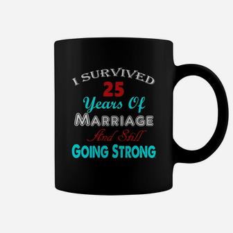 25th Wedding Anniversary Tshirt Marriage Husband Wife Couple Coffee Mug - Seseable