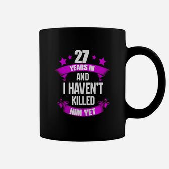 27th Wedding Anniversary T-shirt For Wife Funny Gifts Ideas Coffee Mug - Seseable