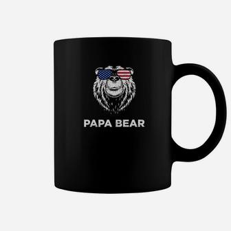 4th Of July Papa Bear American Flag Glasses Men Coffee Mug - Seseable