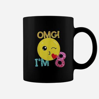 8 Yrs Old Girl Kiss Emoticon Omg I Am 8 Years Coffee Mug - Seseable