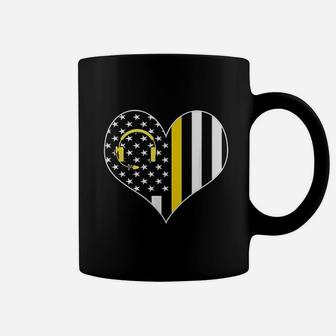 911 Dispatcher Gold Line Usa Flag Emergency Dispatchers Coffee Mug - Seseable