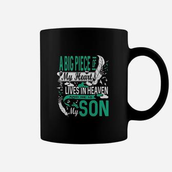 A Big Piece Of My Heart Lives In Heaven Son Memorial Coffee Mug - Seseable