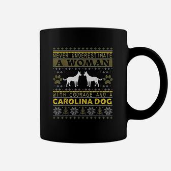 A Woman With Courage And A Carolina Dog Christmas Coffee Mug - Seseable