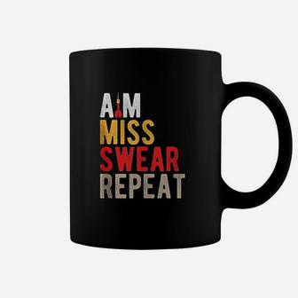 Aim Miss Swear Repeat Funny Darts Player Sayings Gift Coffee Mug - Seseable