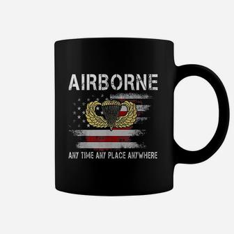 Airborne Paratrooper Us Flag Patriotic Day Coffee Mug - Seseable