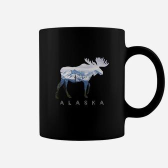Alaska Day Moose Snowy Mountain T-shirt Coffee Mug - Seseable