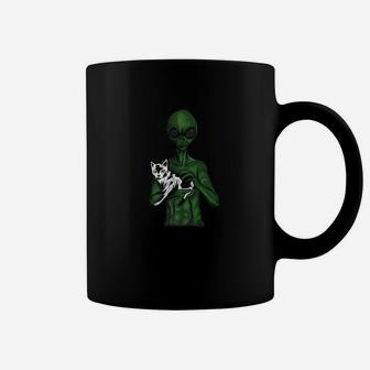 Alien With A Cat Cat Lover Outer Space Gift Coffee Mug | Seseable CA