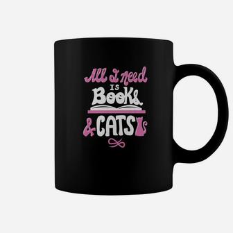 All I Need Is Books And Cats Book Lover Coffee Mug - Seseable