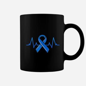 Als Heartbeat Family Blue Ribbon Awareness Warrior Gift Coffee Mug - Seseable