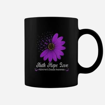 Alzheimer's Disease Awareness Faith Hope Love Purple Ribbon Coffee Mug - Seseable