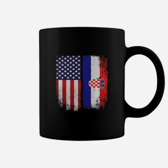 American Croatian Flag T-shirt Croatia Pride Hrvatska Tee Coffee Mug - Seseable