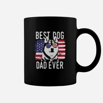 American Flag Best Dog Dad Ever Siberian Husky Coffee Mug - Seseable