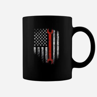 American Flag Mechanic Patriotic Auto Techs Motor Coffee Mug - Seseable