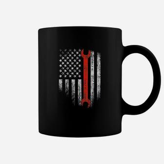 American Flag Mechanic Wrench Patriotic Auto Techs Motor Coffee Mug - Seseable
