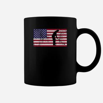 American Flag Patriotic Dad Golfing Fathers Day Coffee Mug - Seseable