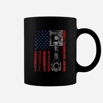 American Flag Piston Muscle Car Patriotic Vintage Coffee Mug - Seseable