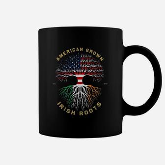 American Grown With Irish Roots Tree Usa Flag Unique Gifts Coffee Mug - Seseable