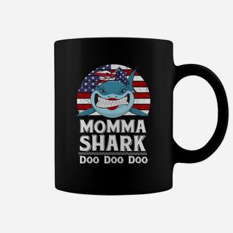 American Momma Shark Funny Mother Family Gift Coffee Mug - Seseable