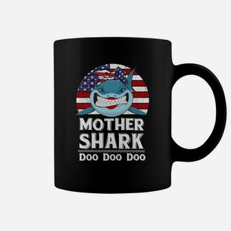 American Mother Shark Funny Mother Family Gift Coffee Mug - Seseable