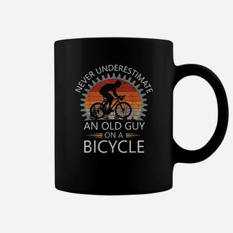 An Old Guy On A Bicycle Cycling Vintage Never Underestimate Coffee Mug - Seseable