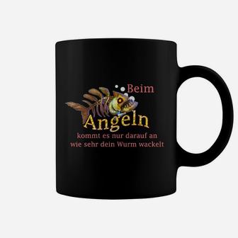 Angler Tassen mit lustigem Spruch, Fischmotiv Wurm Wackeln - Seseable