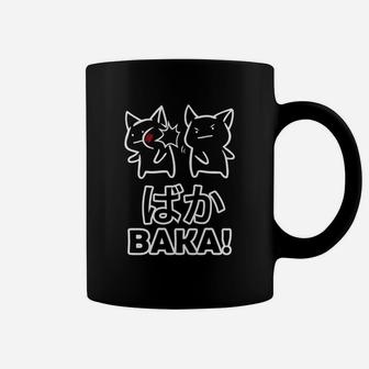 Anime Baka Katzen-Design Schwarzes Tassen, Lustiges Tee für Fans - Seseable