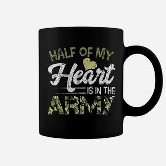 Army Wife Half Of My Heart Is In The Army Coffee Mug - Seseable