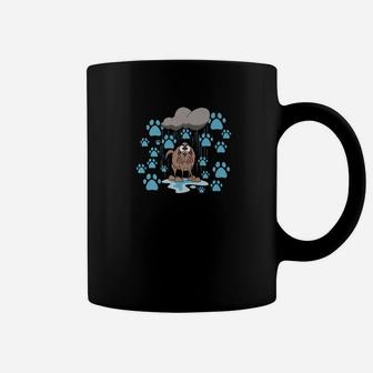 Art Funny Dog In The Rain Paw Print, gifts for dog lovers Coffee Mug - Seseable