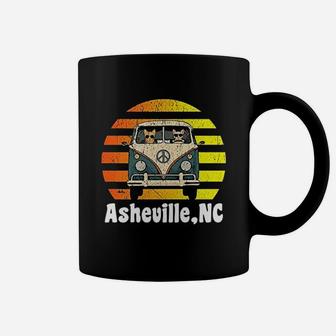 Asheville Nc Road Trip Retro Vintage Hippie Van Coffee Mug - Seseable