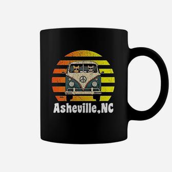 Asheville Nc Road Trip Retro Vintage Hippie Van Coffee Mug - Seseable