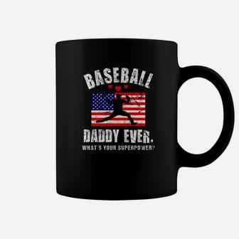 Awesome Baseball Daddy Ever Fathers Day Shirt Flag Gift Idea Premium Coffee Mug - Seseable