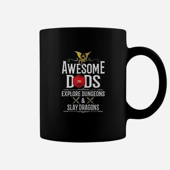 Awesome Dads Explore Dungeons And Slay Dragons Gamer Dad Coffee Mug - Seseable