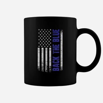 Back The Blue American Flag Raw Edge Raglan Coffee Mug - Seseable