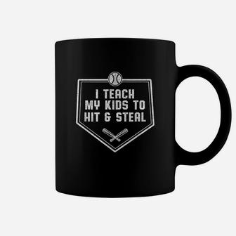 Baseball Dad I Teach My Kids To Hit Steal Coffee Mug - Seseable