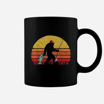 Bass Fishing Bigfoot In Trucker Hat Funny Vintage Sun Coffee Mug - Seseable