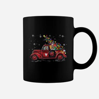 Basset Hound Dog Love Red Pickup Truck Christmas Coffee Mug - Seseable