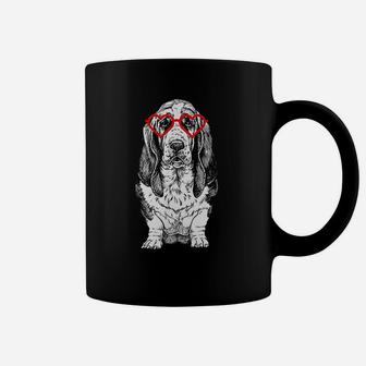 Basset Hound Valentines Day Dog Mom Dog Lover Coffee Mug - Seseable