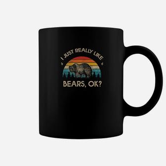 Bear Lover I Just Really Like Bears Ok Vintage Tee Coffee Mug - Seseable