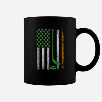 Beautiful St Patricks Day Vintage Irish American Flag Hockey Shamrock Shirt Coffee Mug - Seseable