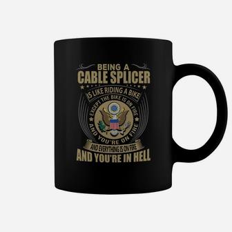 Being A Cable Splicer Like Riding A Bike Job Title Shirts Coffee Mug - Seseable