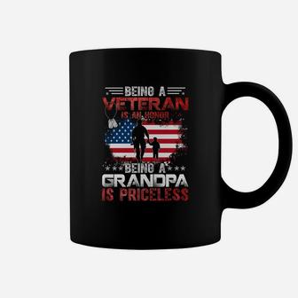 Being A Veteran Is An Honor Being A Grandpa Is Priceless Coffee Mug - Seseable
