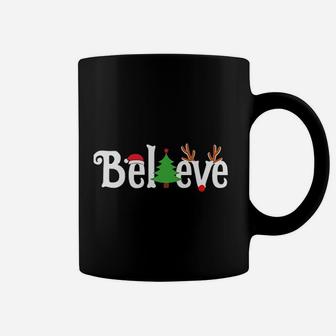 Believe Christmas Reindeer Santa Tree Fun Matching Gift Coffee Mug - Seseable