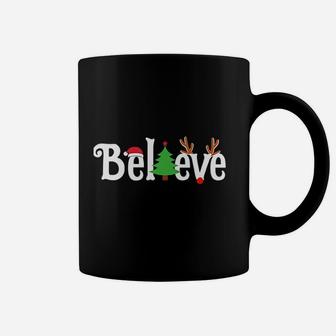Believe Christmas Reindeer Santa Tree Fun Matching Gift Coffee Mug - Seseable