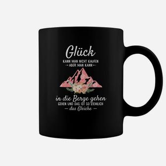 Berge-Motiv Schwarzes Tassen, Glück Spruch Wandern Tee - Seseable
