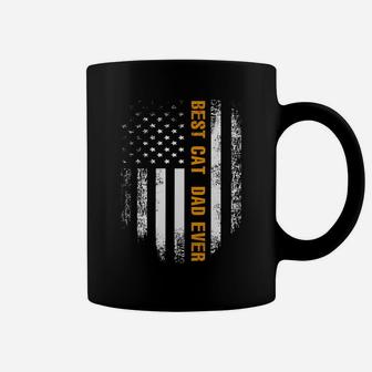 Best Cat Dad Ever Shirt American Flag Cool Fathers Day Gift Coffee Mug - Seseable